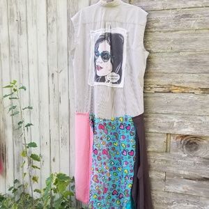 Selfie Kimono Boho Shirt Dress Upcycled